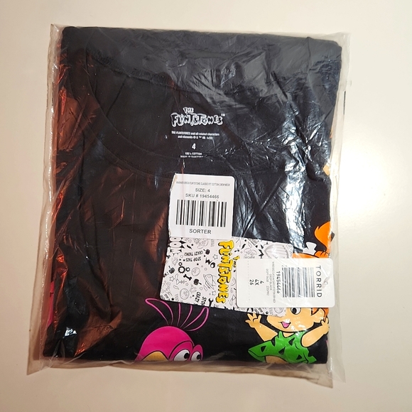 ❤️NWT VINTAGE TORRID TEE - FLINTSTONES LONG SLEEVE -PEBBLES, DINO GRAPHIC SHIRT - Picture 3 of 8